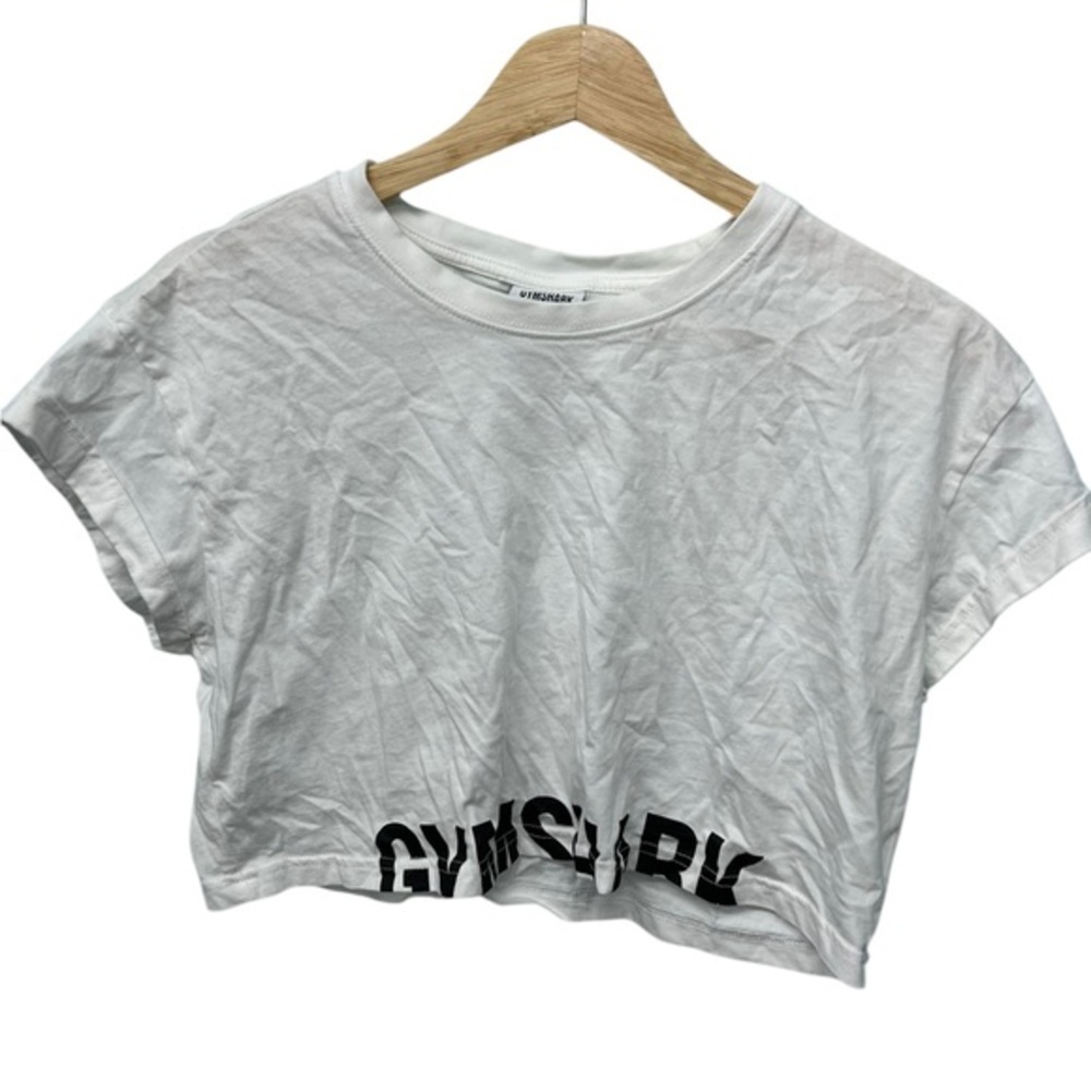 Gymshark White and Black Crop top Size Medium